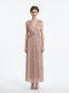 Rose Gold Metallic V-Neck Maxi Dress