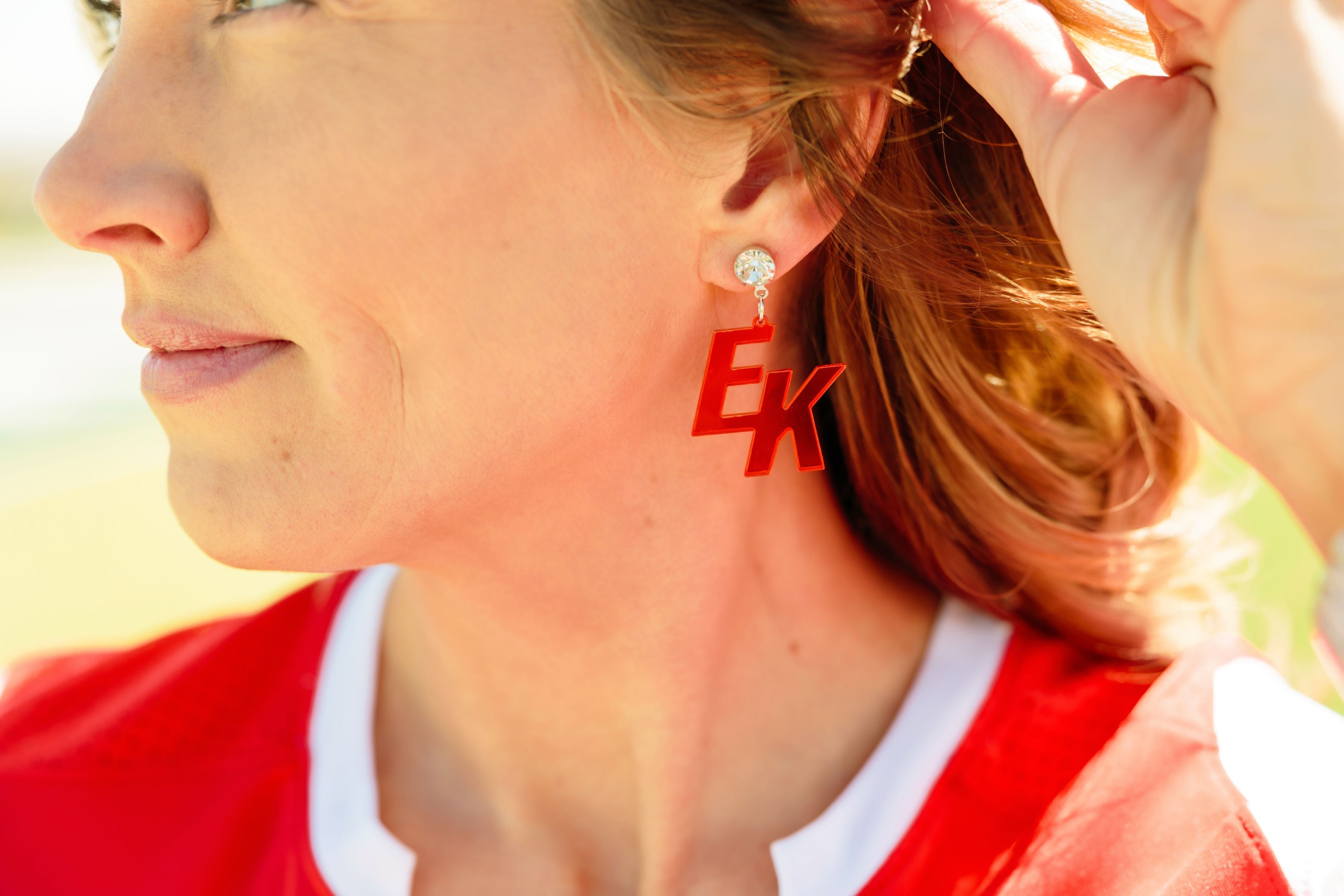 Game Day Double Initial Acrylic Earrings Secondary image