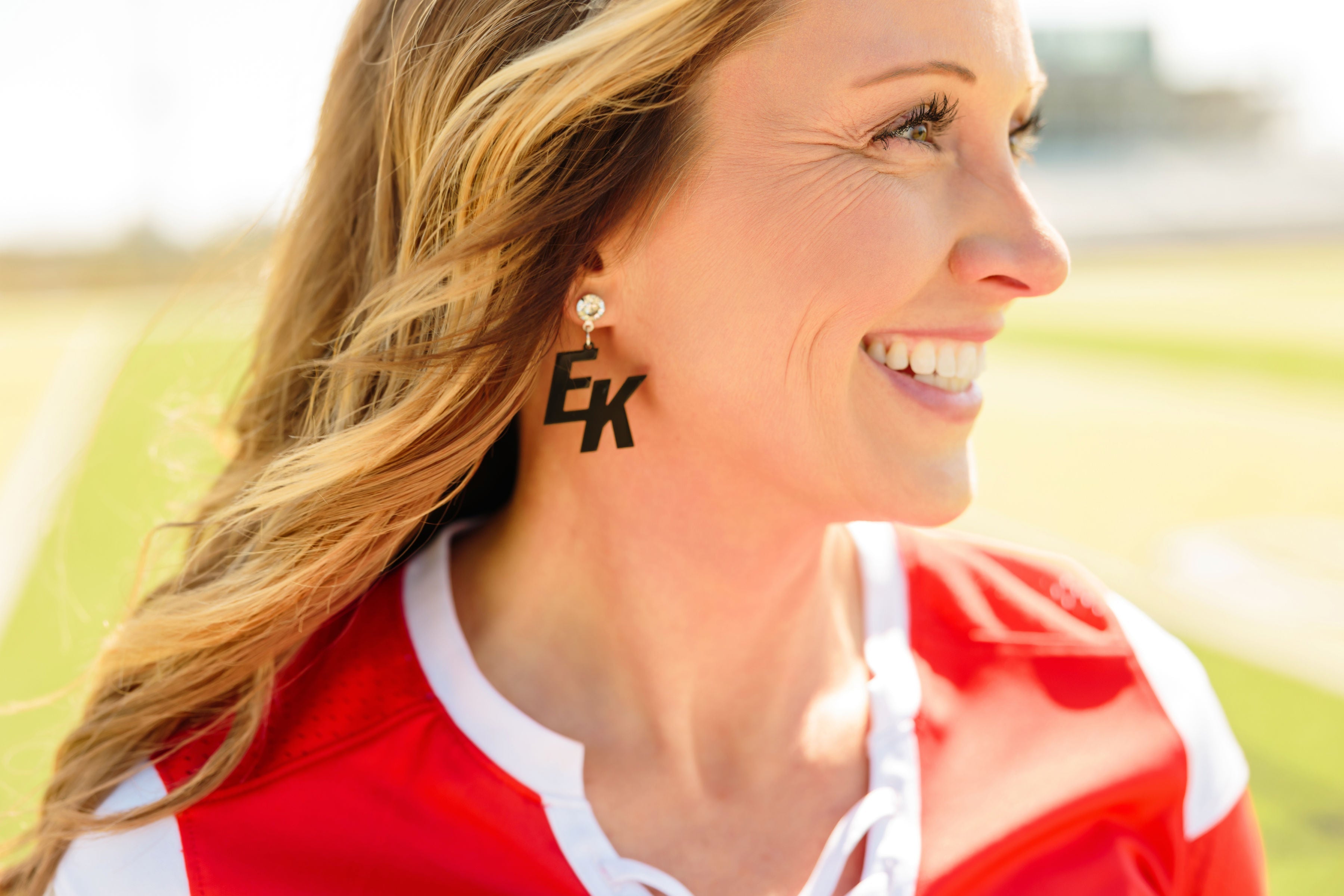 Game Day Double Initial Acrylic Earrings - Charming Charlie Main image