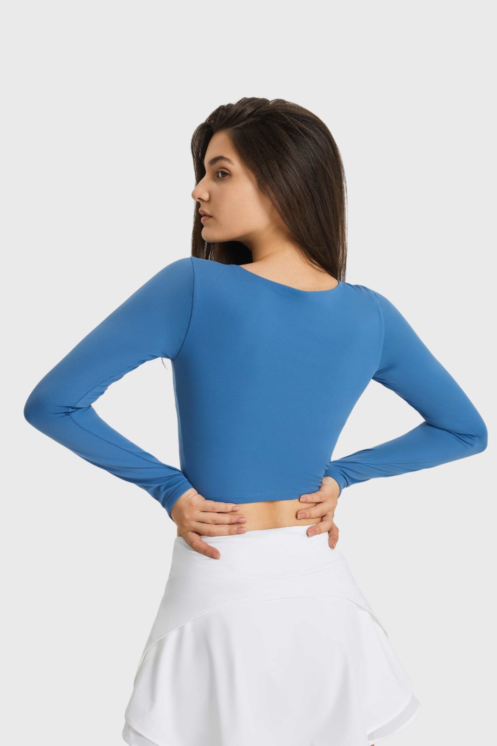 Cutout Long Sleeve Cropped Sports Top Secondary image