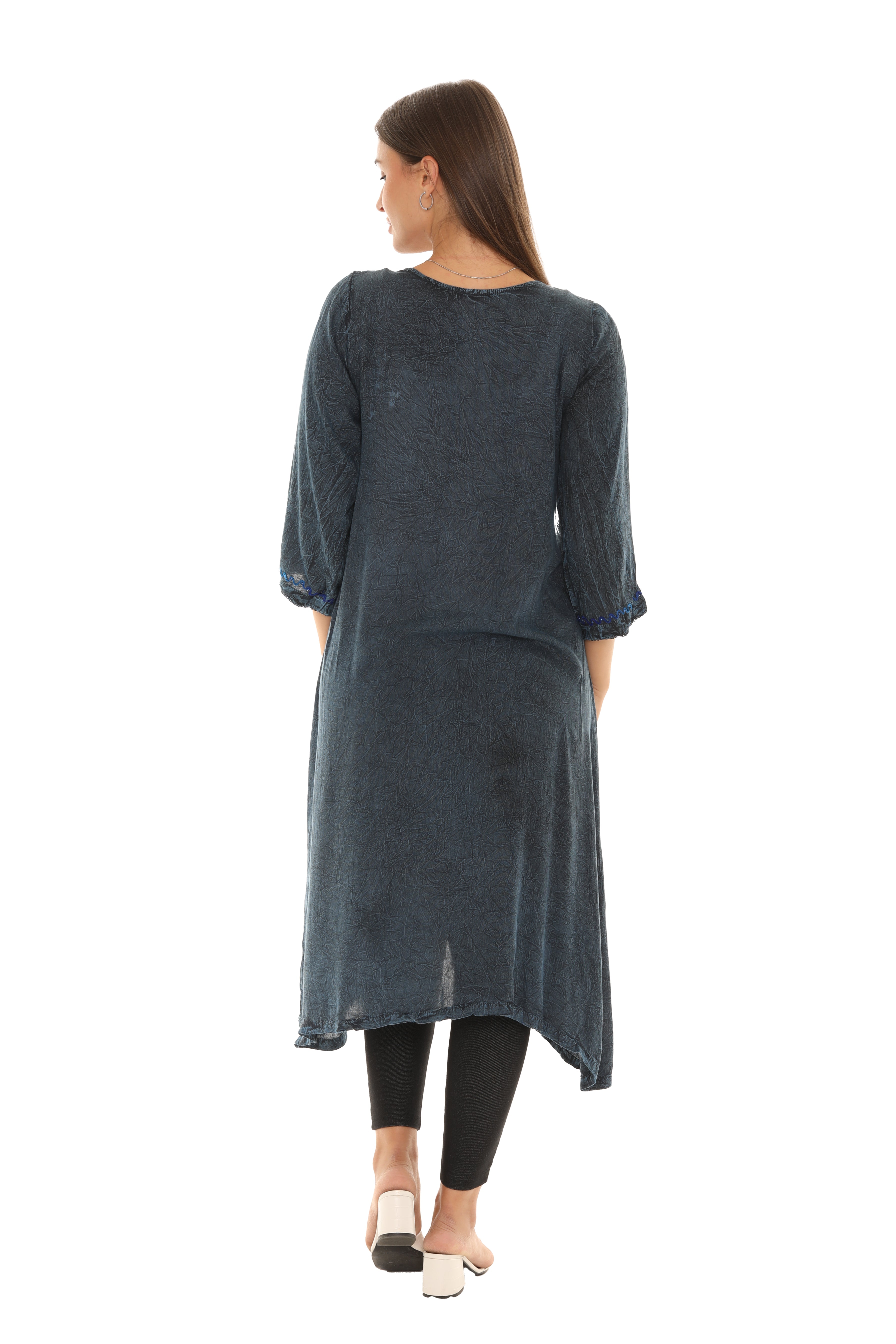 Sequin-Accent Embroidered Three-Quarter Sleeve Duster Secondary image