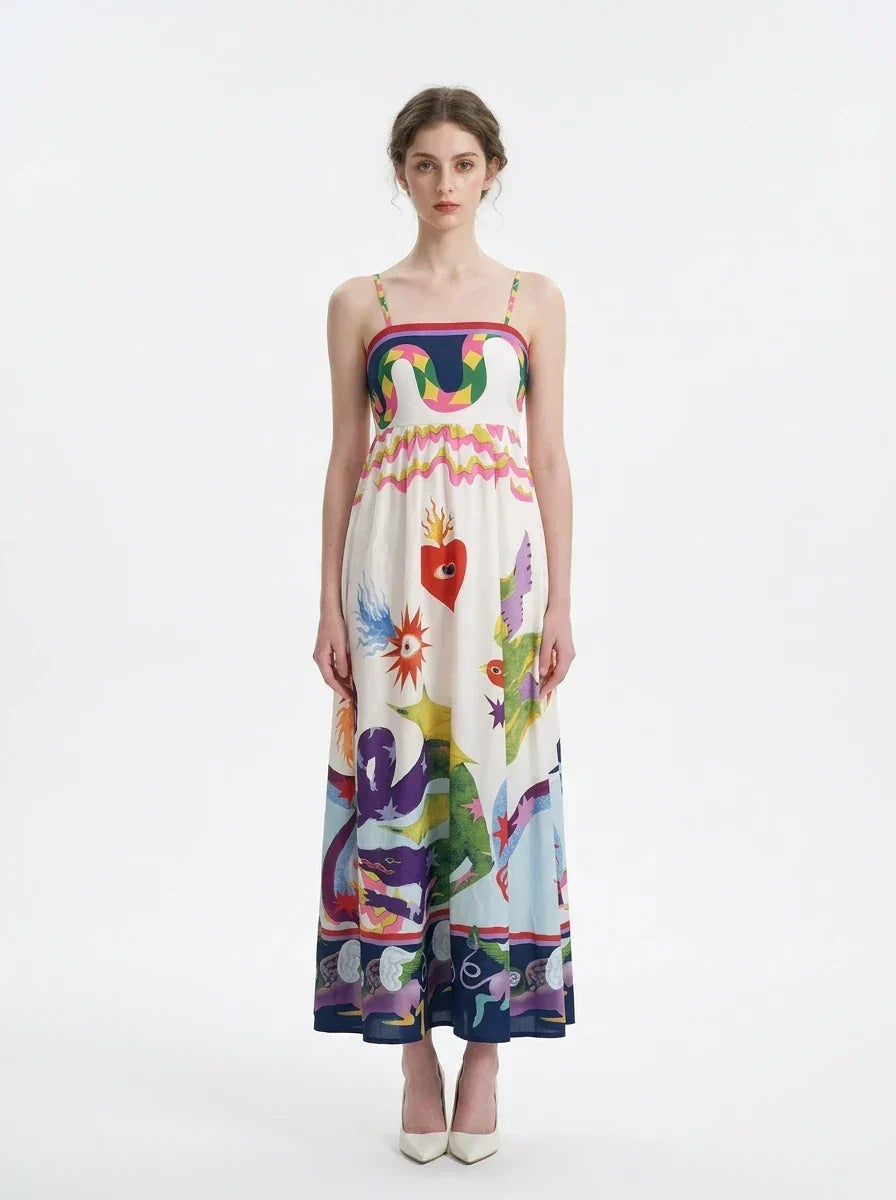 Surrealist Heart Whimsical Print A-Line Maxi Dress Main image