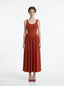 Rust Red Scoop Neck Stereo Cut Maxi Dress
