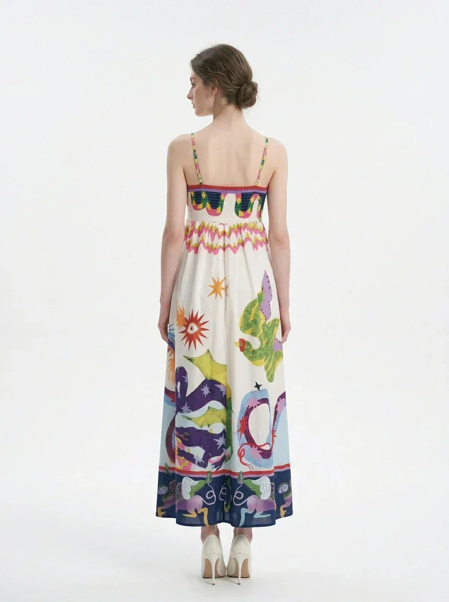Surrealist Heart Whimsical Print A-Line Maxi Dress Secondary image