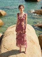 Plum Floral Ruffle Tiered Maxi Dress