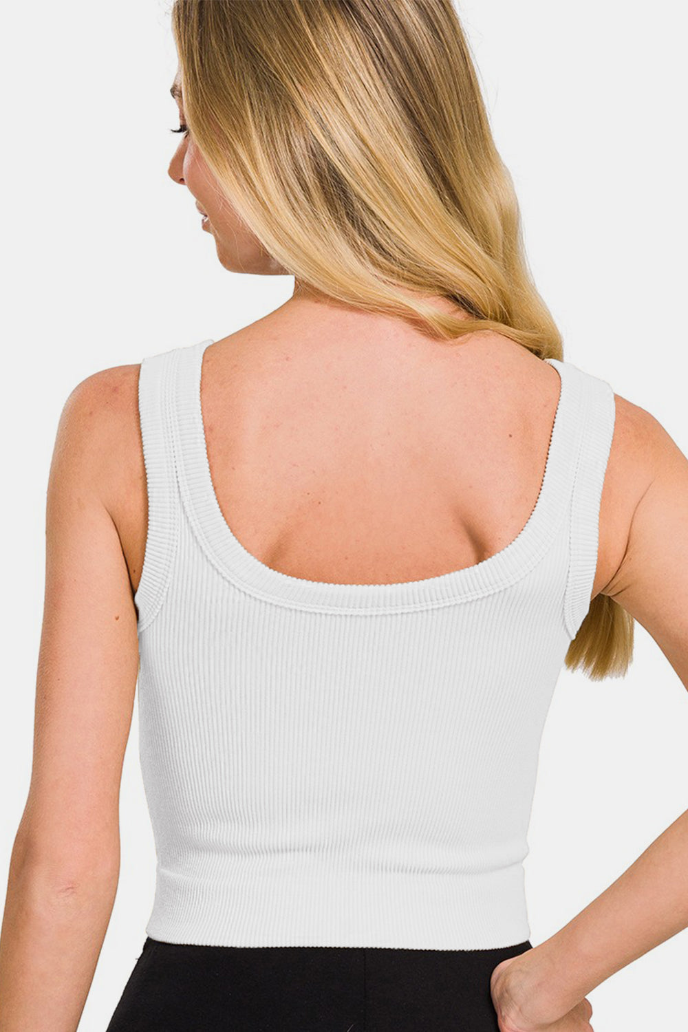 Zenana Ribbed Round Neck Cropped Tank Secondary image