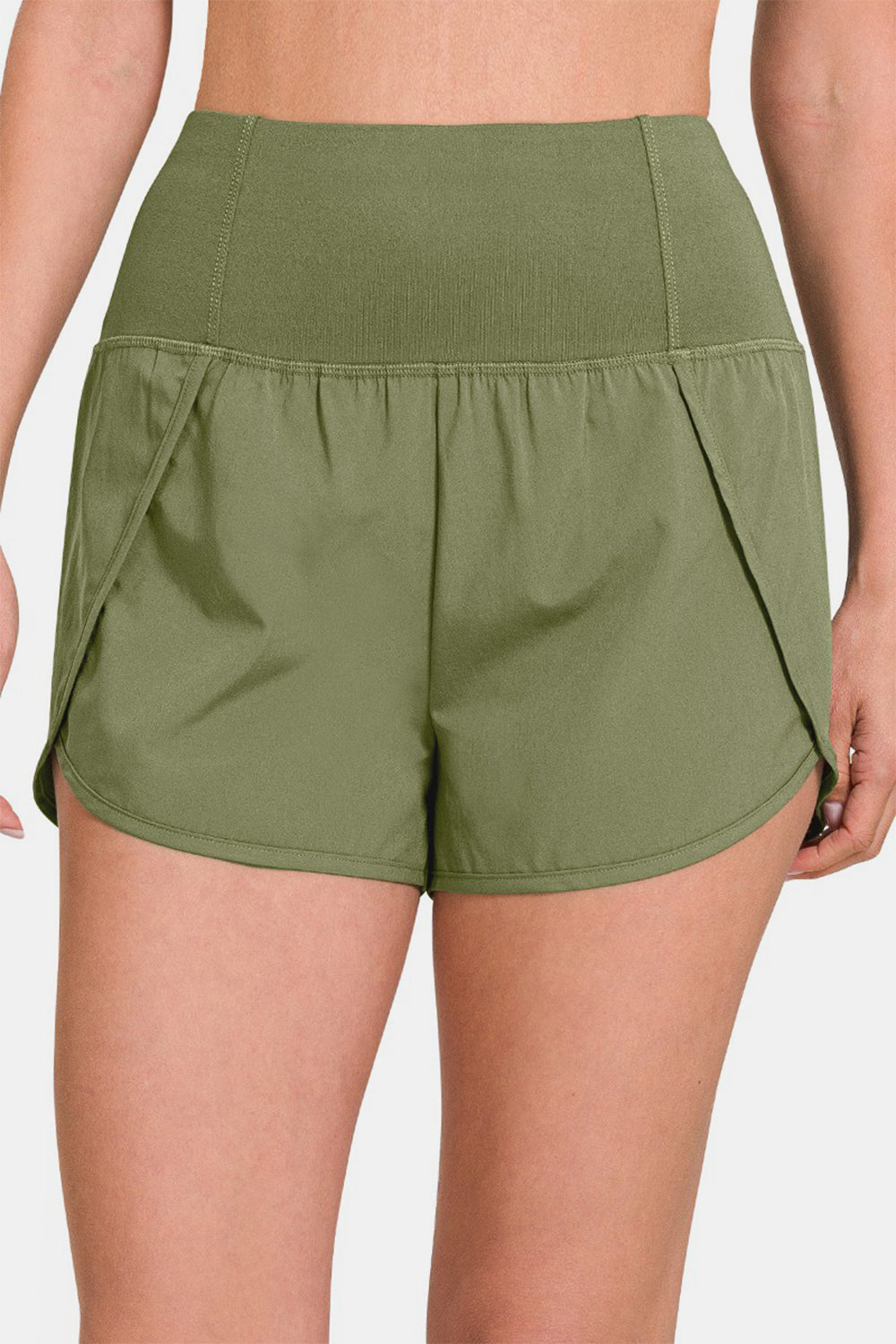 Zenana High-Waisted Zippered Back Pocket Active Shorts - Charming Charlie Main image