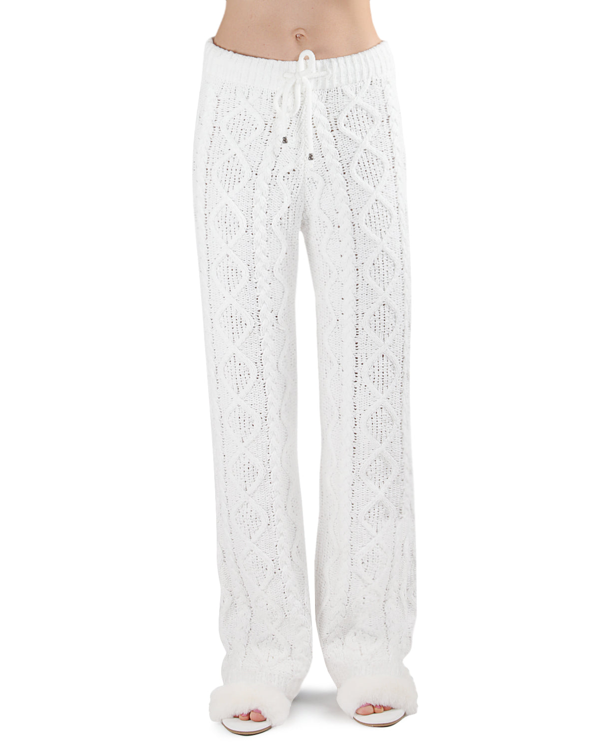 Women's Cable Knit Marshmallow Plush Drawstring Pants - Charming Charlie Main image