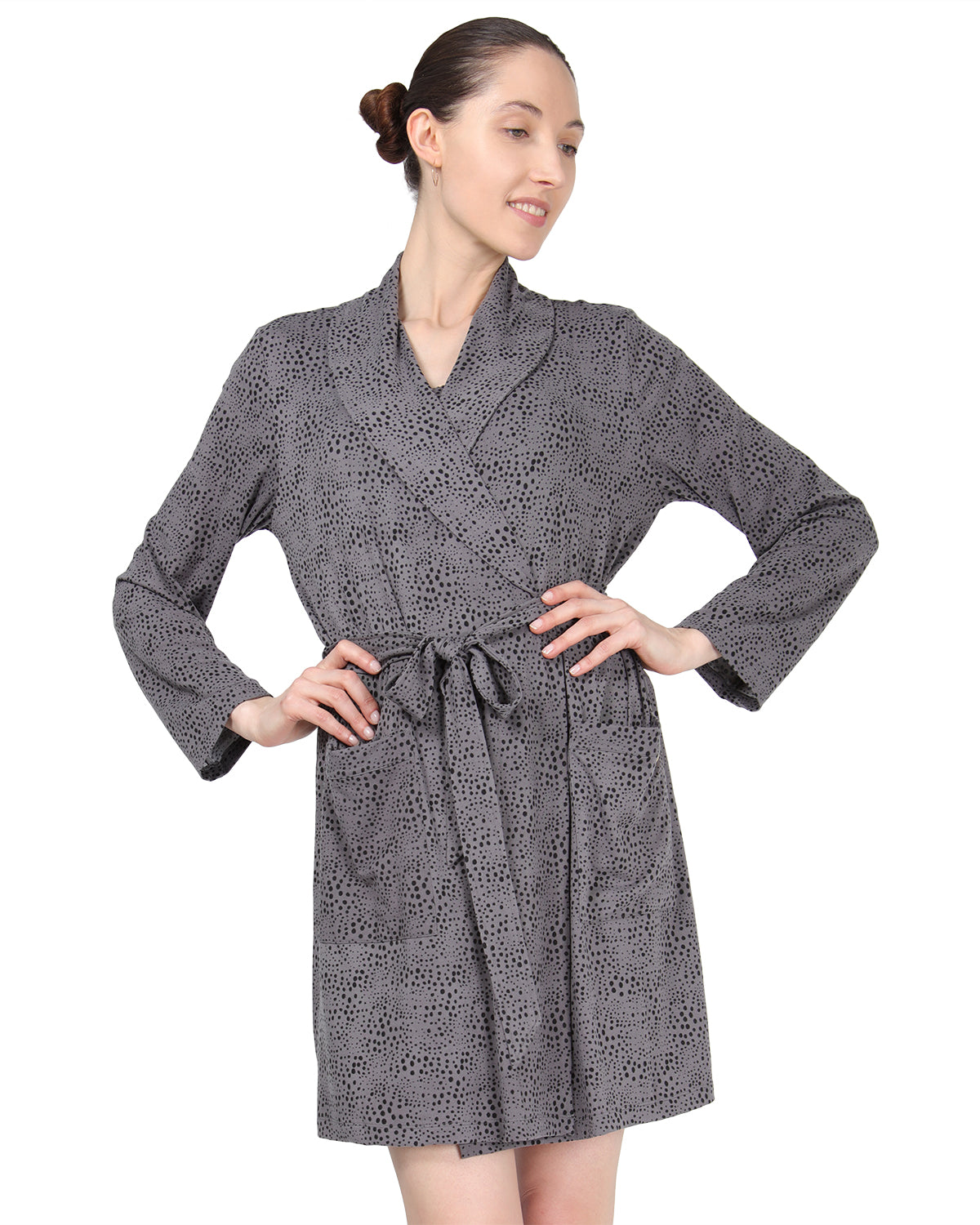 Women's Shawl Collar Long Sleeve Robe with Front Pockets Secondary image
