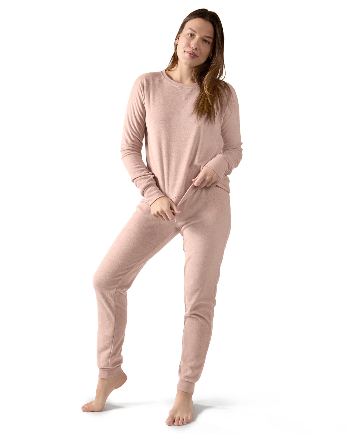 2 Piece Women's Cozy Fleece Matching Jogger Pants Set - Charming Charlie Main image