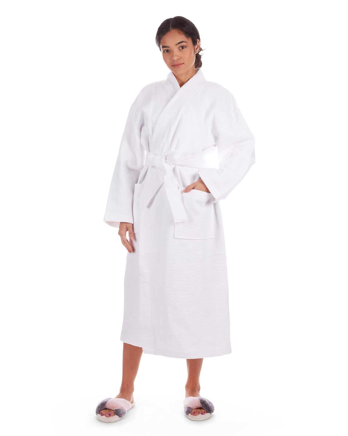 Women's 100% Cotton Woven Waffle Spa-Style Kimono Robe - Charming Charlie Main image
