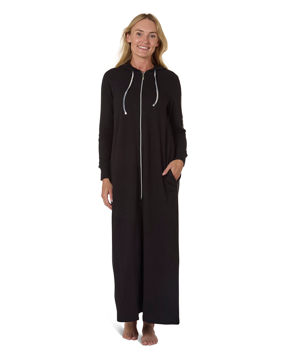 Women's Cotton Blend French Terry Ankle-Length Zip Robe - Charming Charlie Main image