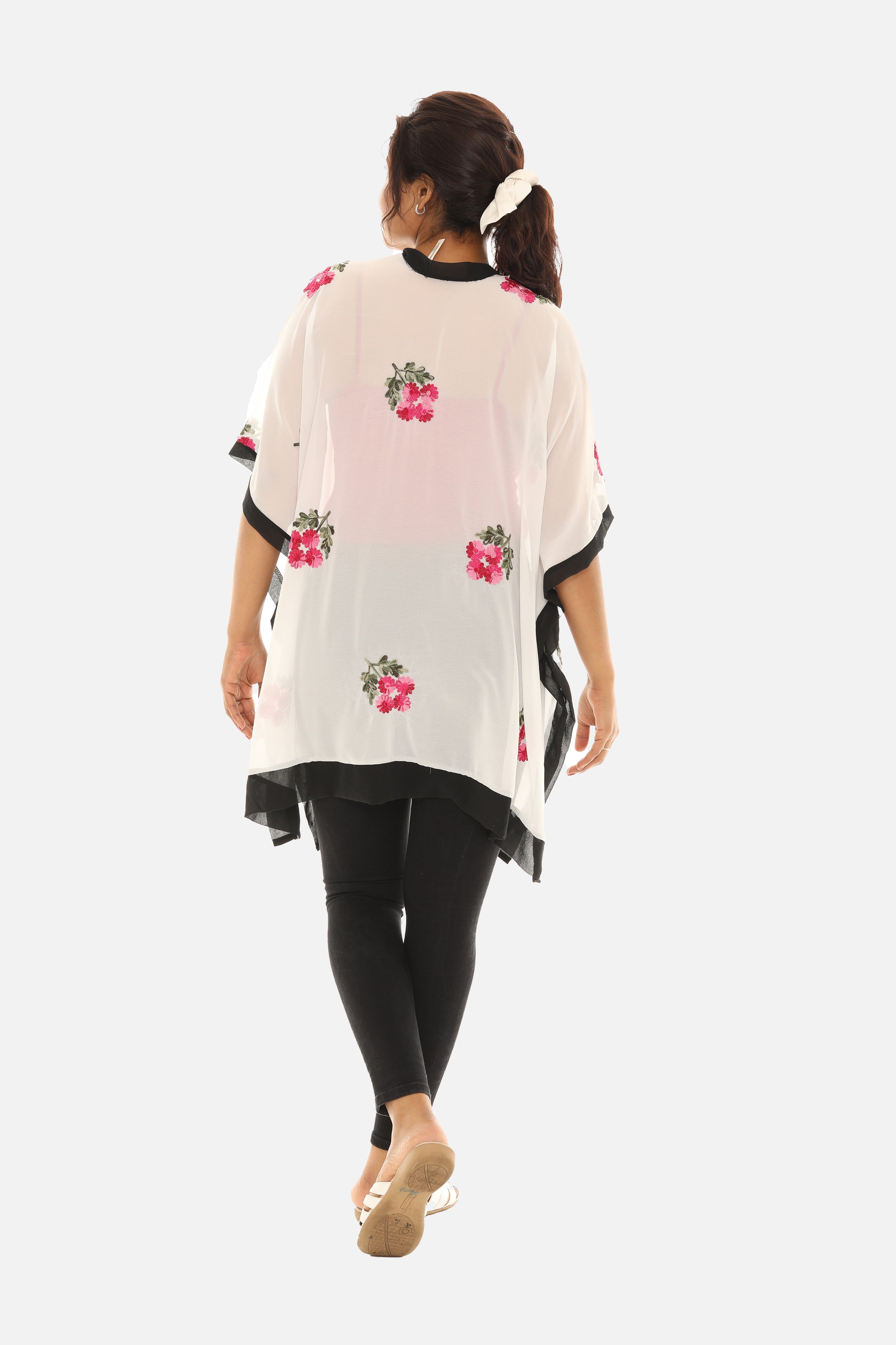Sheer Floral Embroidered Open Cardigan Secondary image