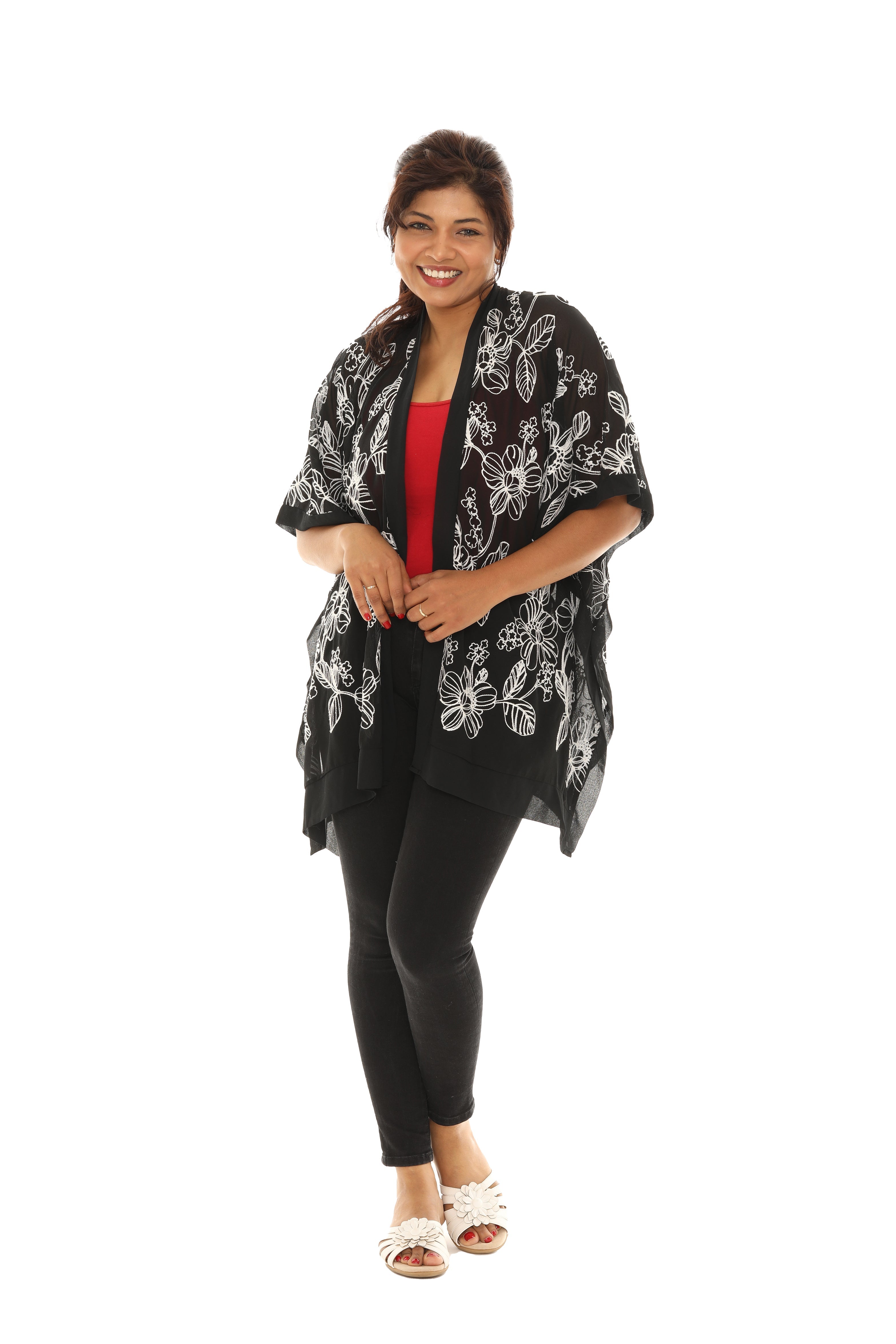 Sheer Nature Embroidered Open Cardigan - Charming Charlie Main image