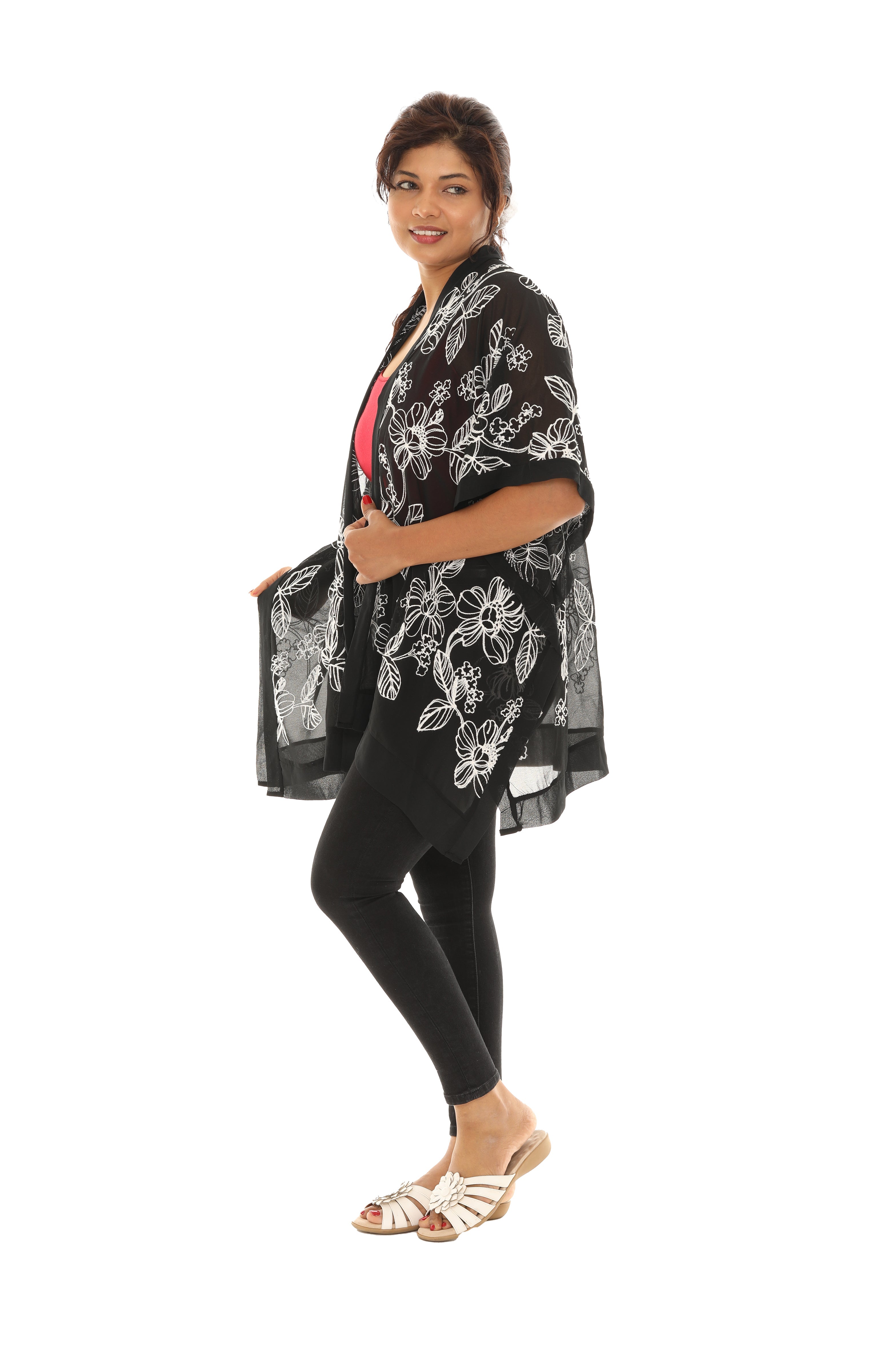 Sheer Nature Embroidered Open Cardigan Secondary image