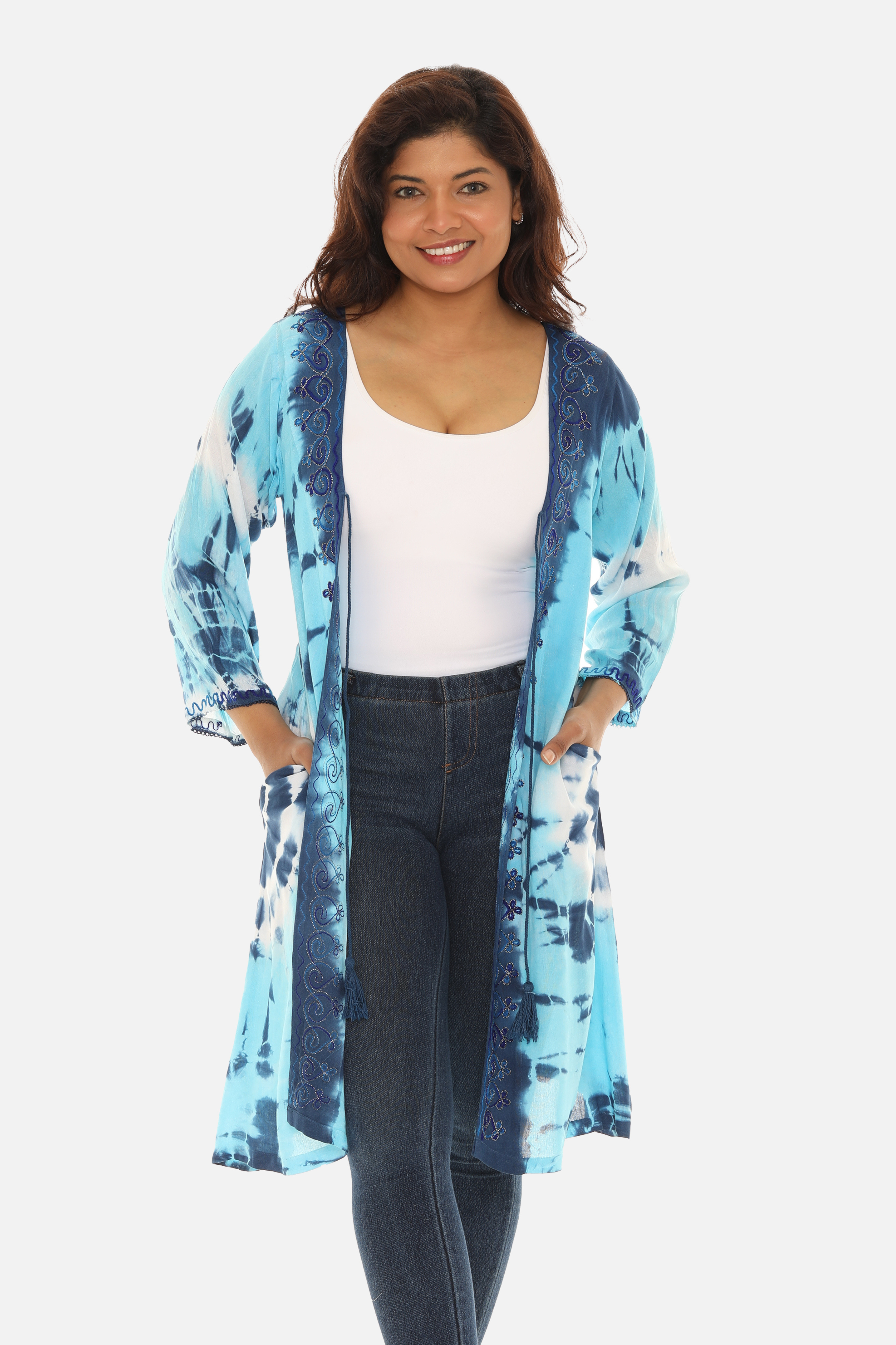 Boho Chic Tie Dye Long Rayon Duster - Charming Charlie Main image